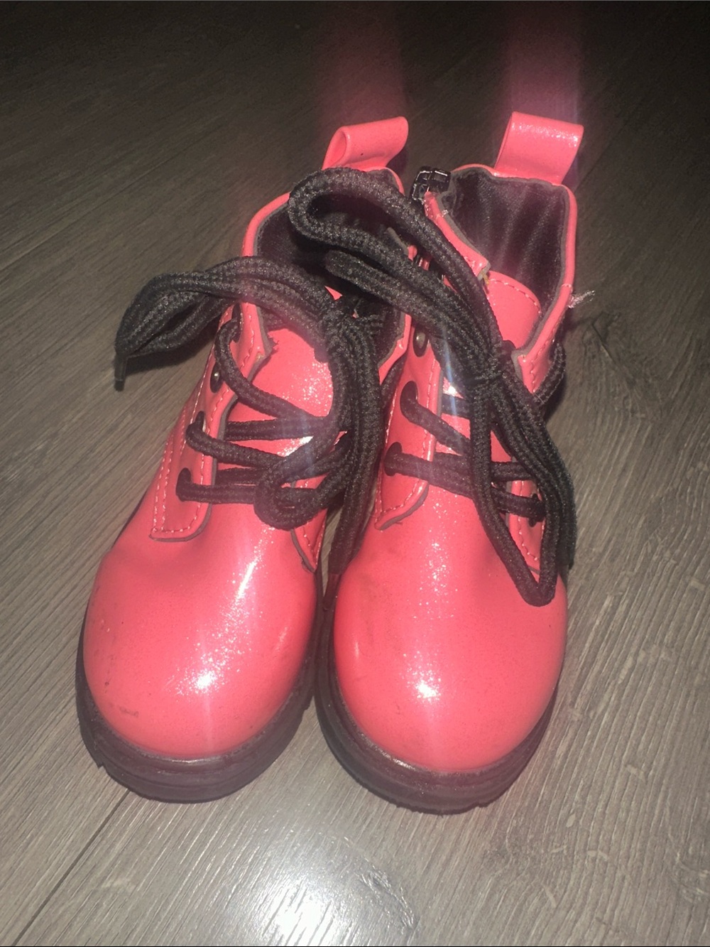Kids Pink Lace-Up Ankle Boots